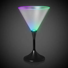 Light-Up Martini Glass 7 oz — Frosted Top, Black Stem