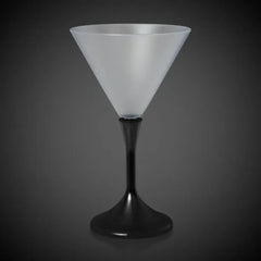Light-Up Martini Glass 7 oz — Frosted Top, Black Stem