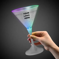 Light-Up Martini Glass 7 oz — Frosted Top, White Stem
