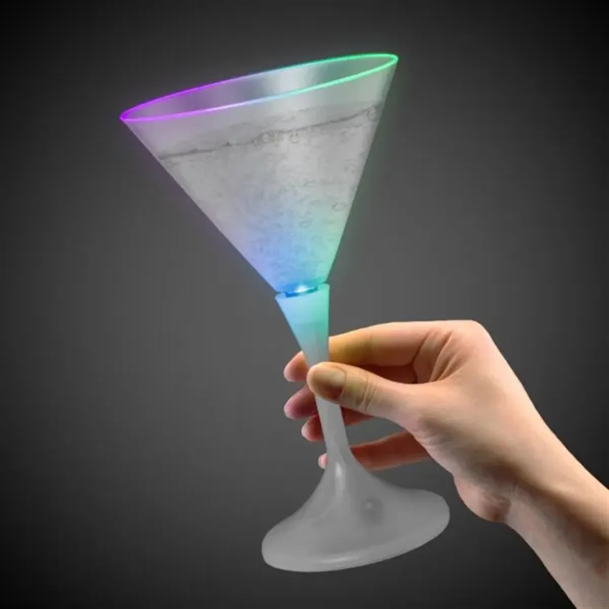 Light-Up Martini Glass 7 oz — Frosted Top, White Stem