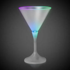 Light-Up Martini Glass 7 oz — Frosted Top, White Stem