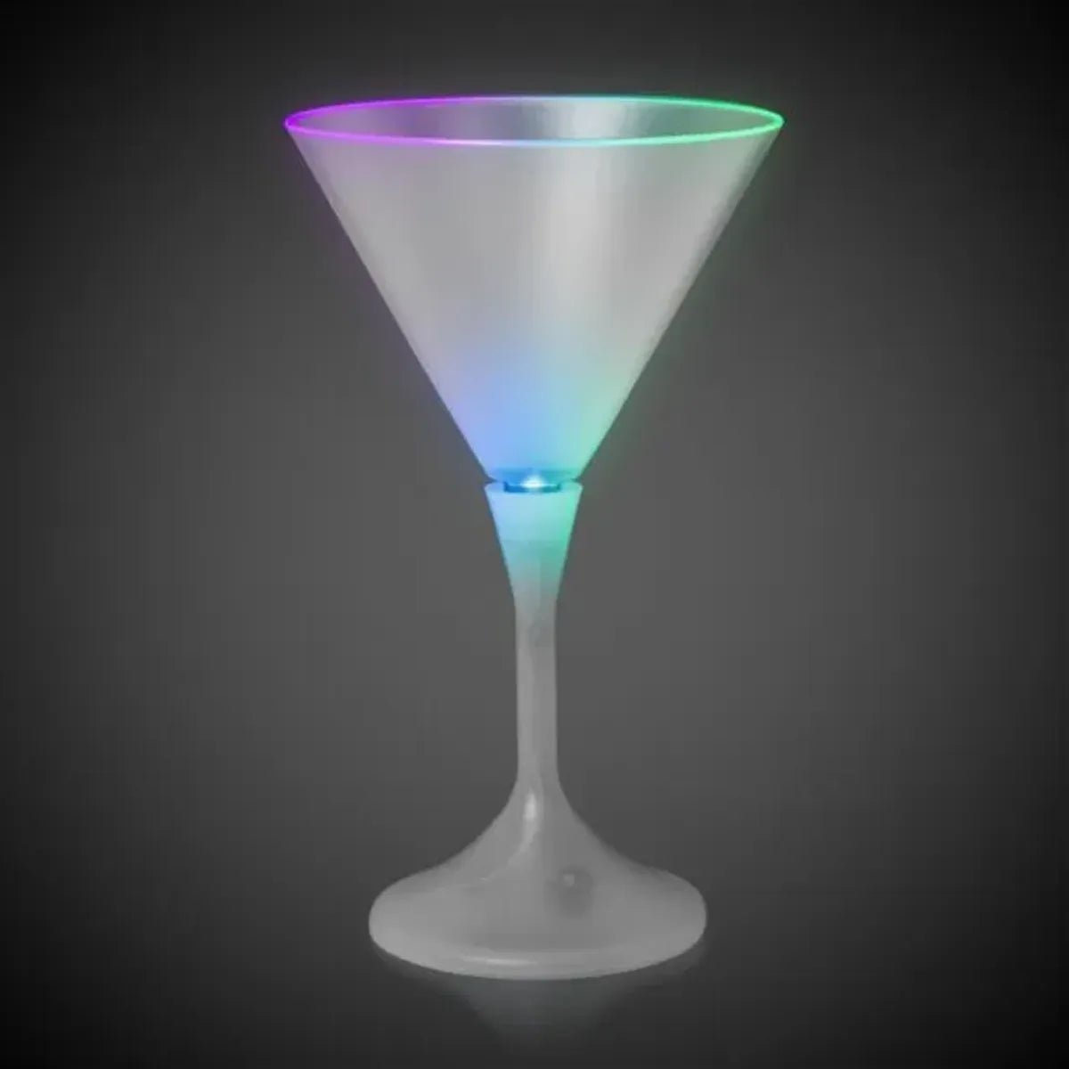 Light-Up Martini Glass 7 oz — Frosted Top, White Stem