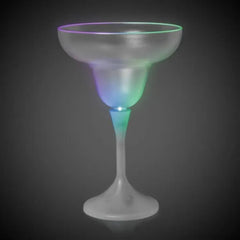 Light-Up Margarita Glass — Frosted Top, White Stem