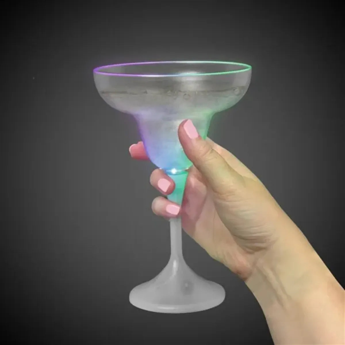 Light-Up Margarita Glass — Frosted Top, White Stem
