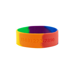 1" Rush Segmented Rainbow Silicone Wristband