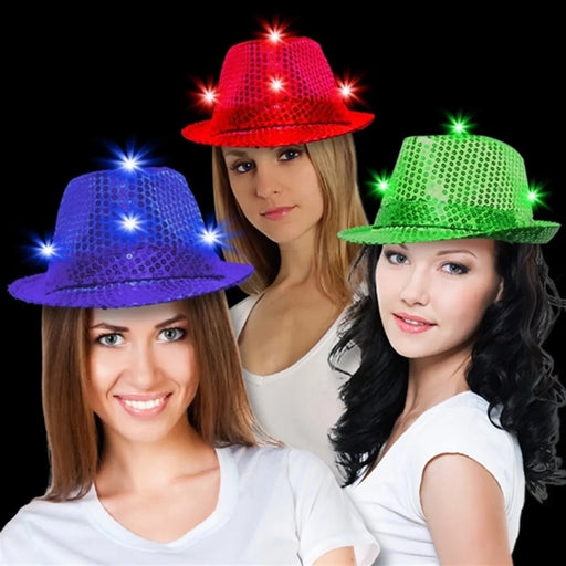 Light-Up Sequin Fedora — Rainbow