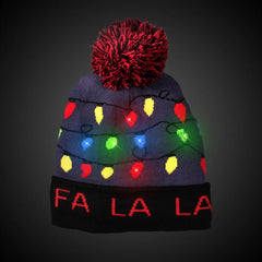 Light-Up "Fa La La" Knit Hat