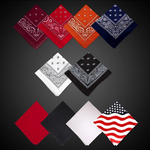 Cotton Bandana 22" — Solid & Paisley