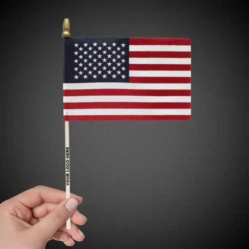 American Flag on Wooden Stick 4" x 6"