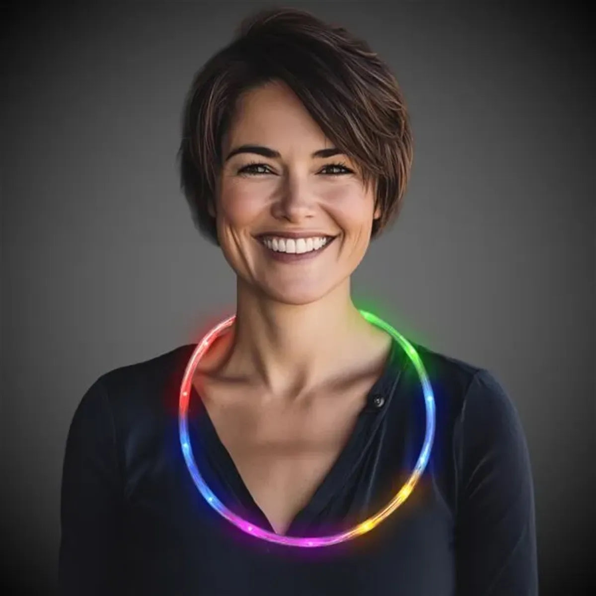 Light-Up Rainbow Fiber Optic Necklace