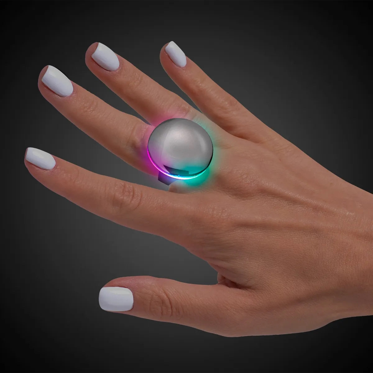 Light-Up Silver Button Ring