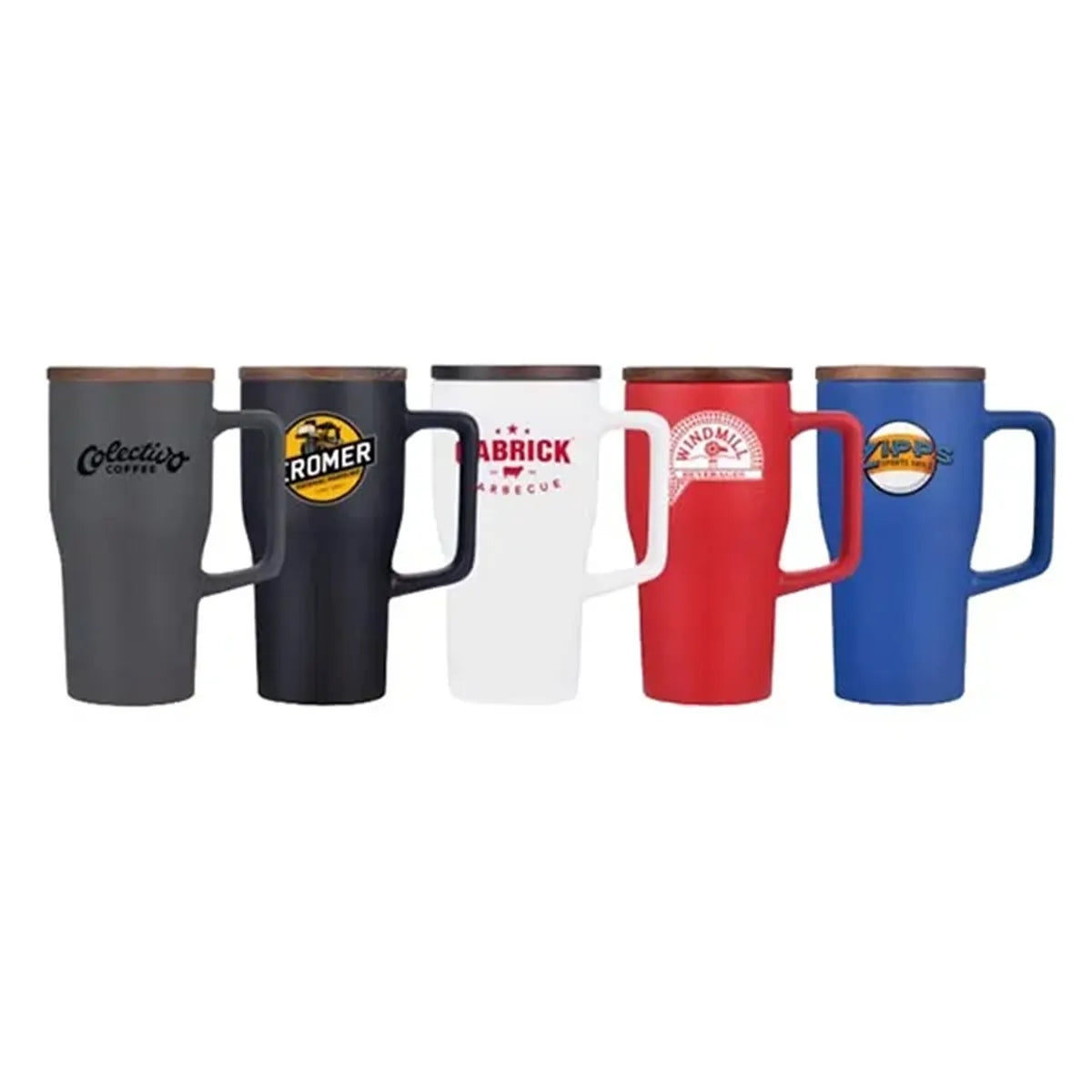 18 oz Ceramic Travel Style Mug with Wood Lid