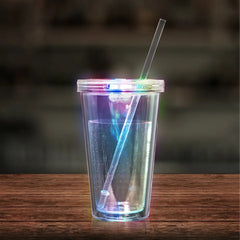 Light-Up Multi-Color Travel Cup with Clear Lid & Straw