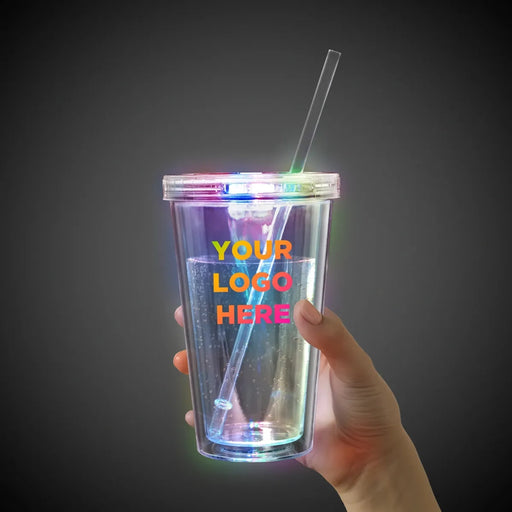 Light-Up Multi-Color Travel Cup with Clear Lid & Straw