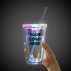 Light-Up Multi-Color Travel Cup with Clear Lid & Straw