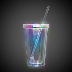Light-Up Multi-Color Travel Cup with Clear Lid & Straw