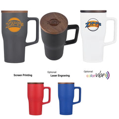 18 oz Ceramic Travel Style Mug with Wood Lid