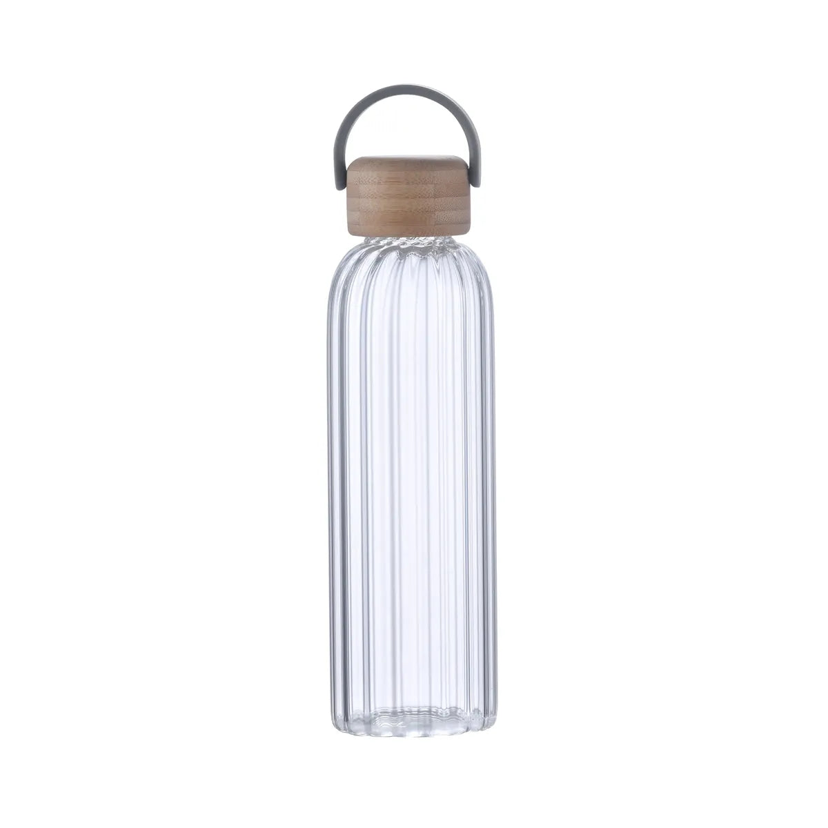 21 oz Glass Stripe Bottle with Bamboo Lid