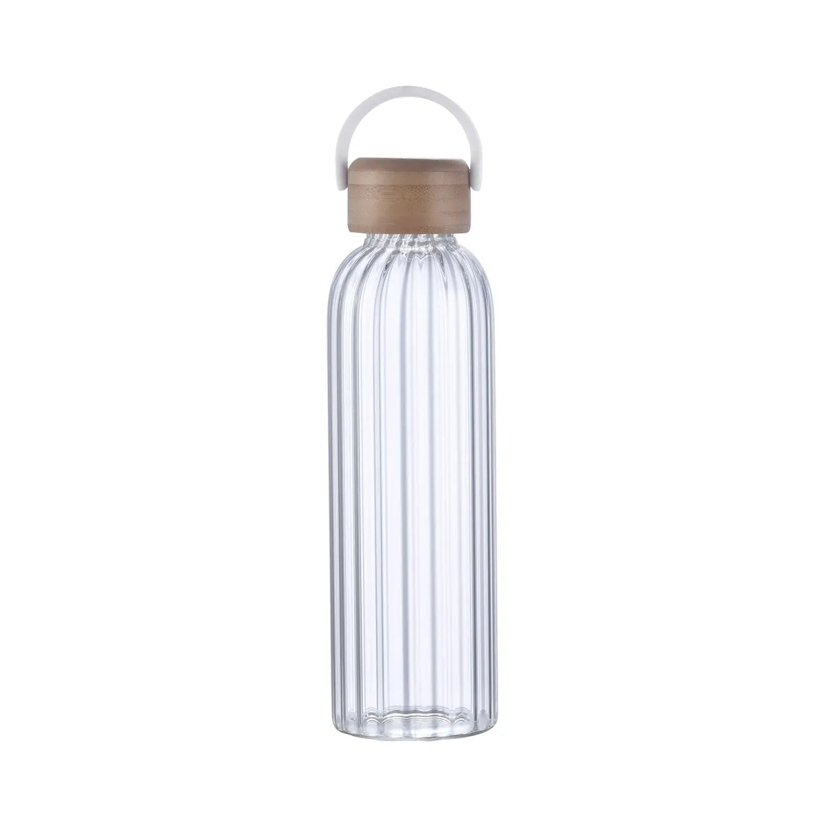 21 oz Glass Stripe Bottle with Bamboo Lid