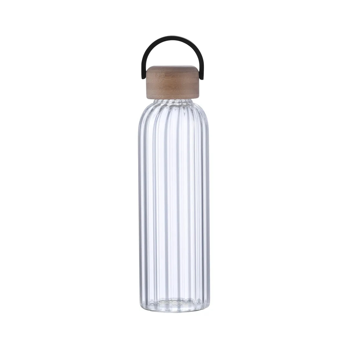 21 oz Glass Stripe Bottle with Bamboo Lid