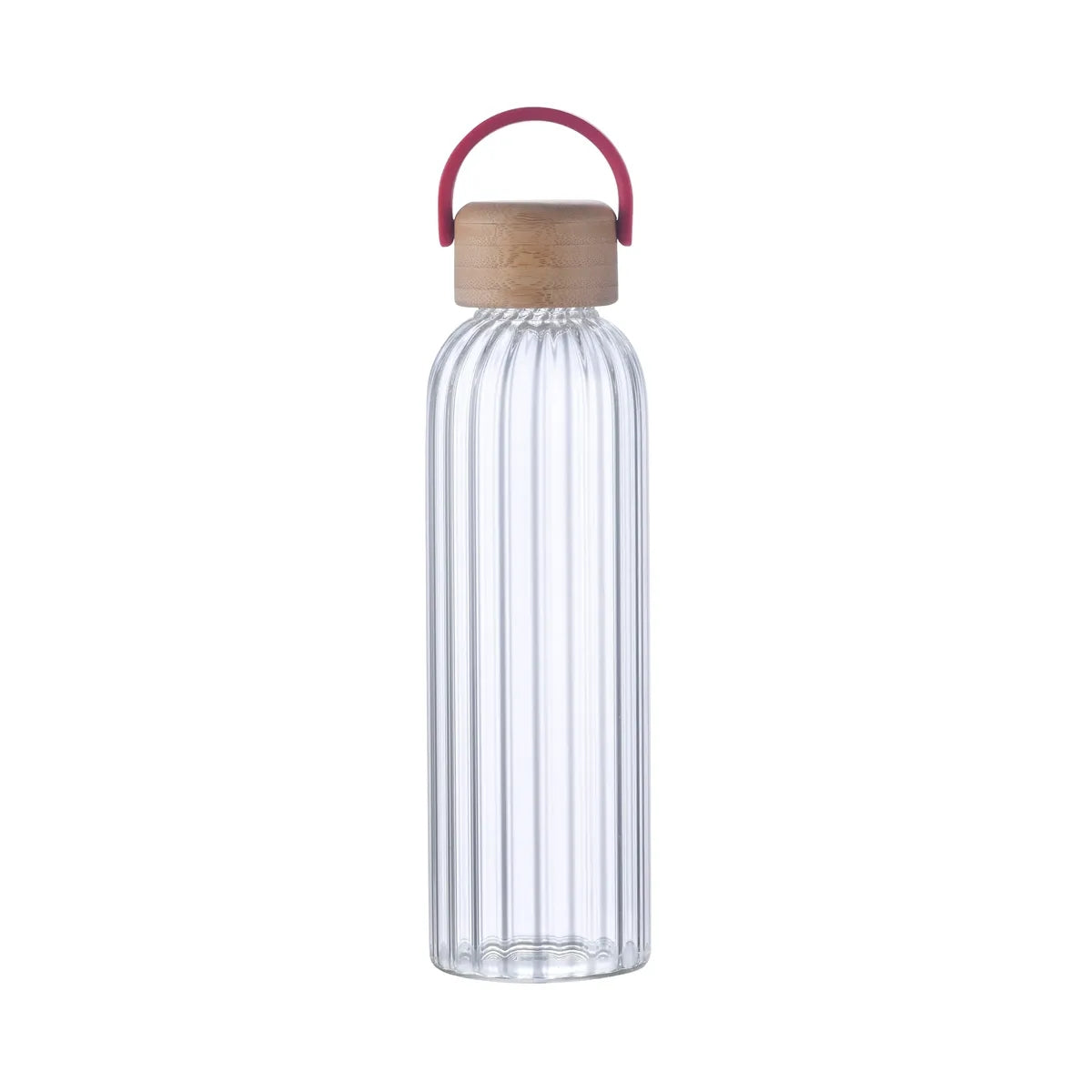 21 oz Glass Stripe Bottle with Bamboo Lid