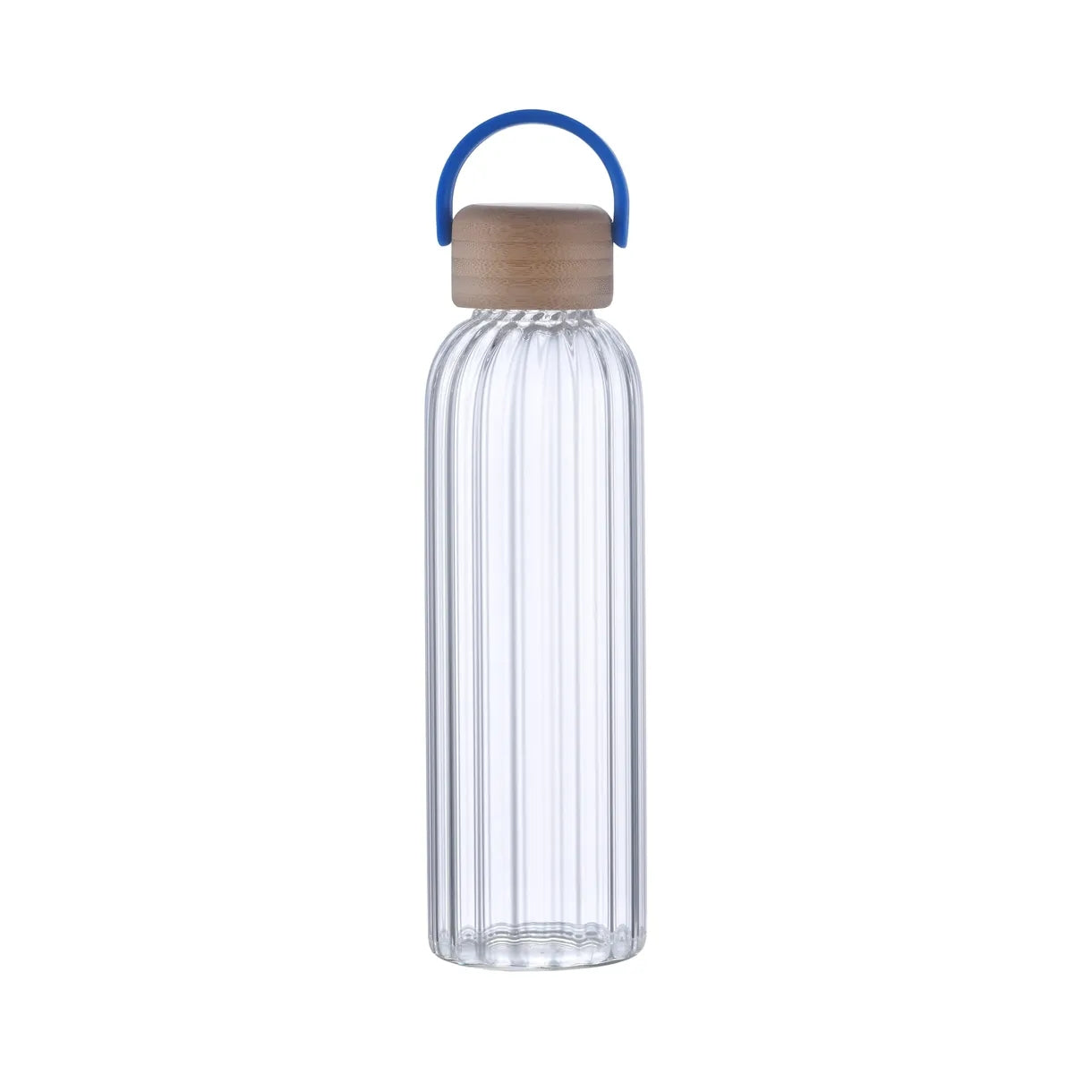 21 oz Glass Stripe Bottle with Bamboo Lid