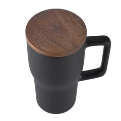 18 oz Ceramic Travel Style Mug with Wood Lid