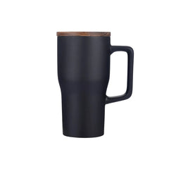 18 oz Ceramic Travel Style Mug with Wood Lid