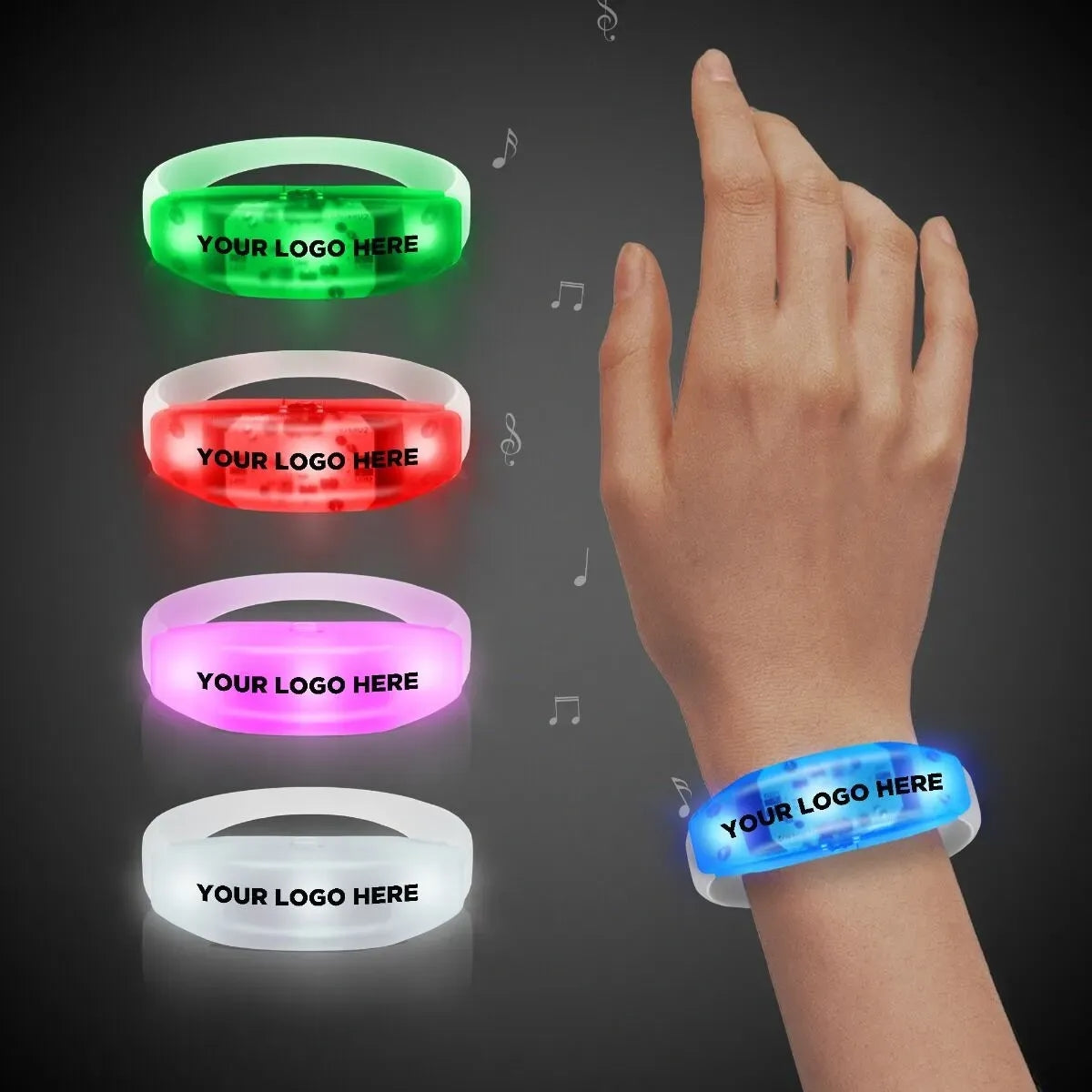 Sound-Activated Light-Up Stretch Bracelet — Pink