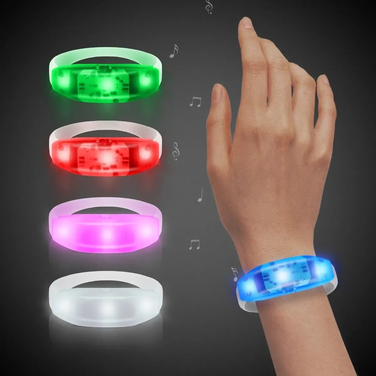 Sound-Activated Light-Up Stretch Bracelet — Pink