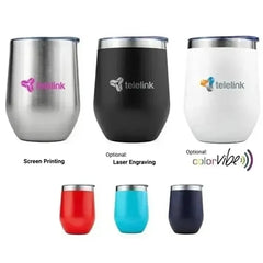 12 Oz. Powder Coated Vacuum Wine Tumbler — 1-Color Imprint
