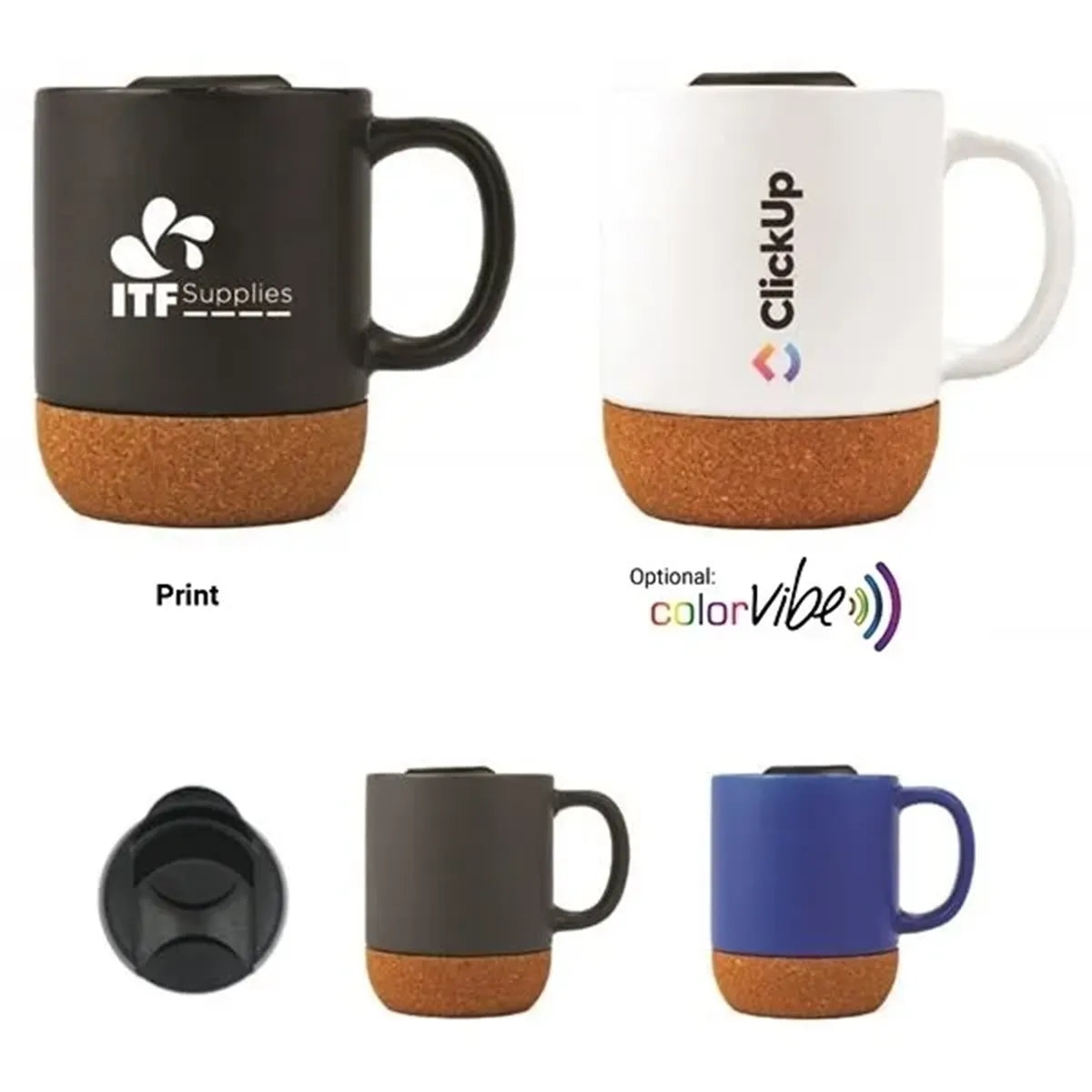 12 oz. Cork-Ceramic Mug w/ Lid