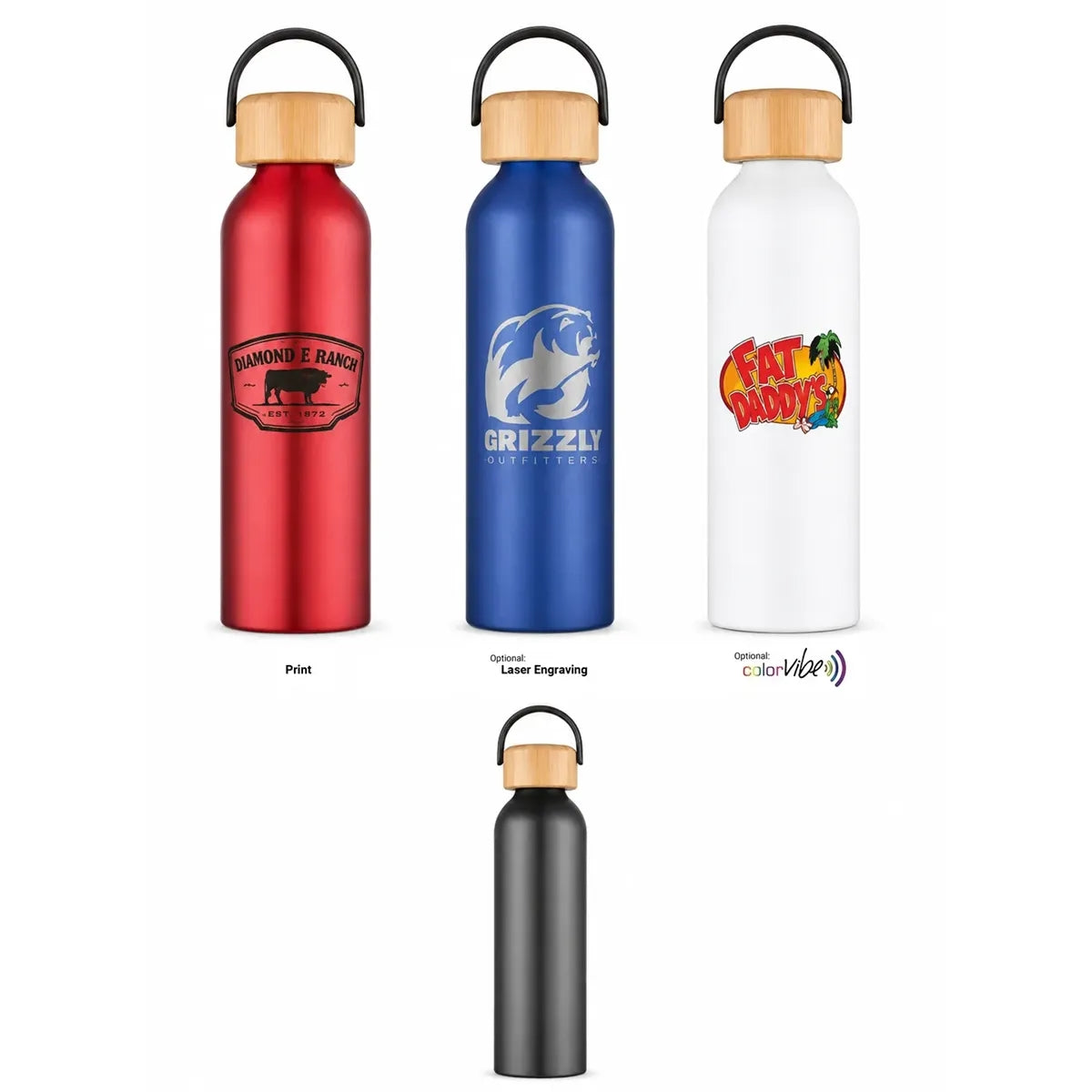 24 oz Recycled Aluminum Bottle with Bamboo Lid