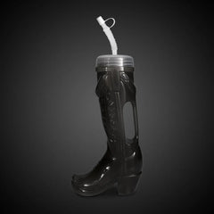 Black Western Boot Yard Glass