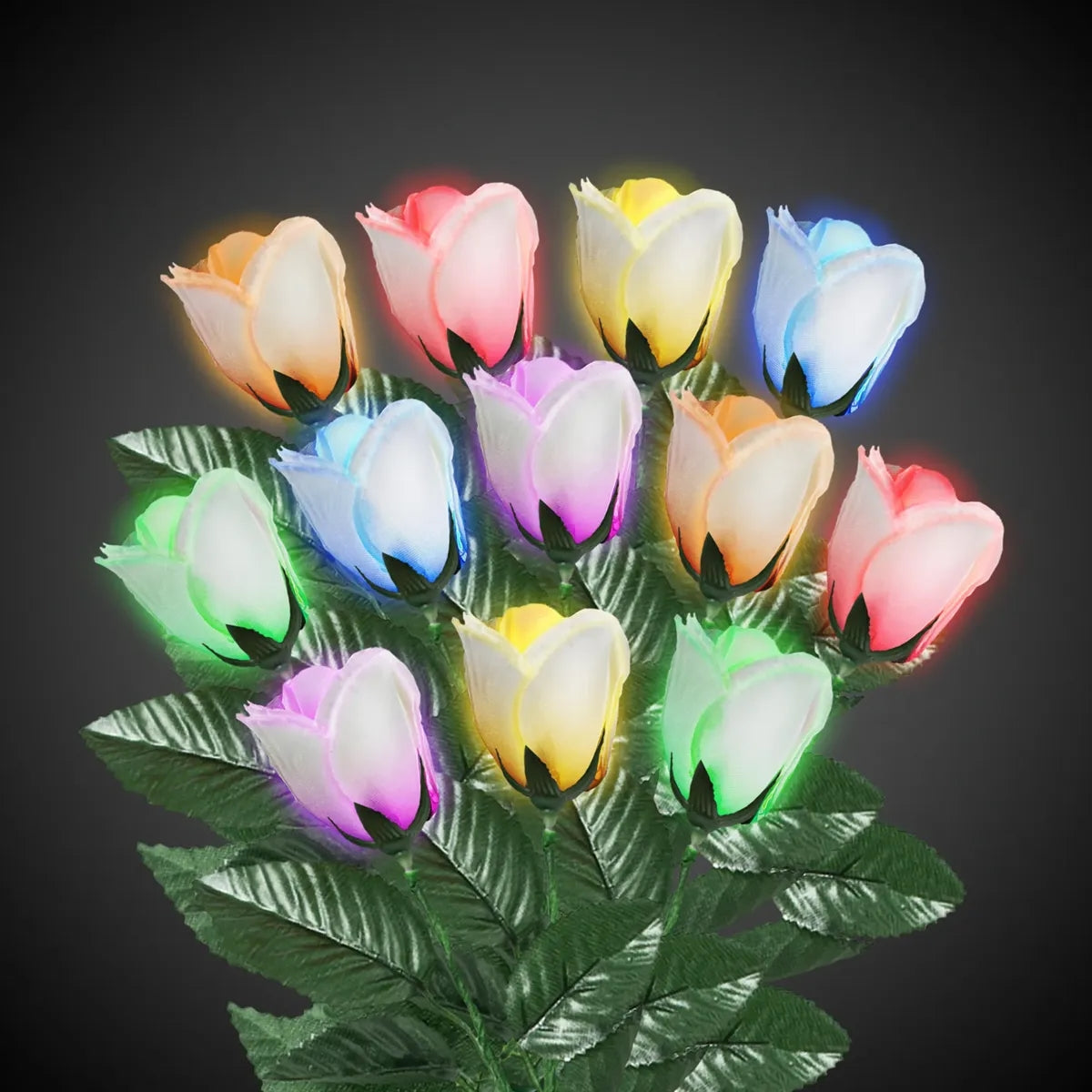 Light-Up White Rose — Multi-Color LEDs