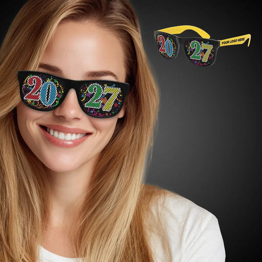 2027 New Year Neon Yellow Sunglasses