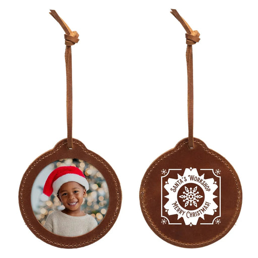 Leather Photo Holiday Christmas Tree Ornament