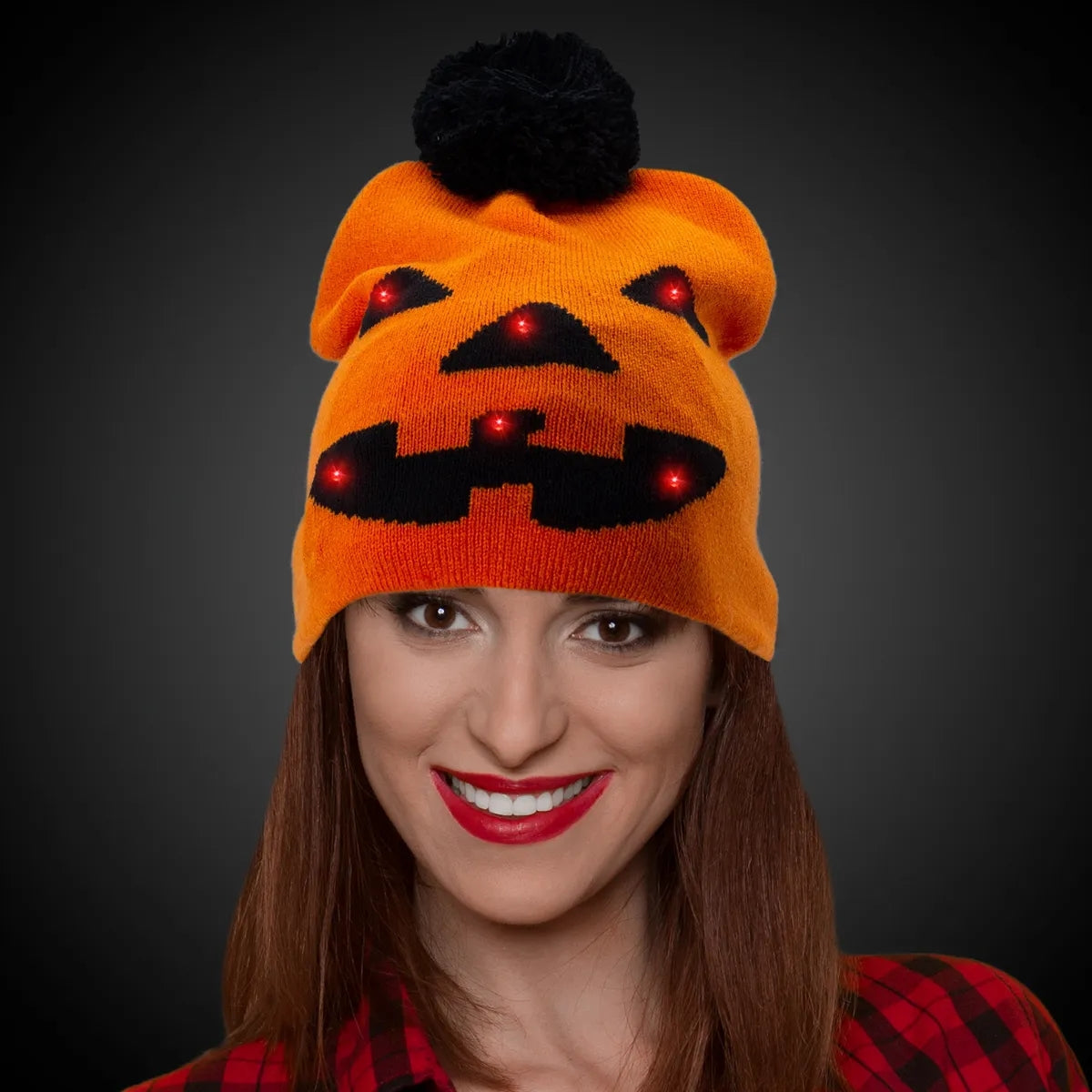 Light-Up Pumpkin Knit Hat