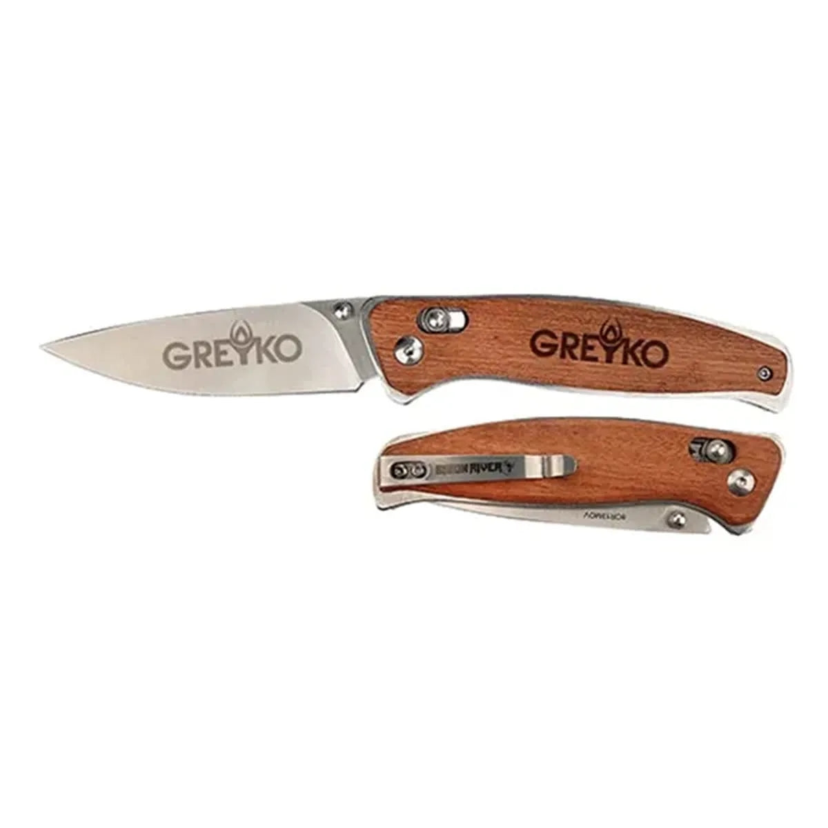 4.5" Wood Button Lock Folding Knife