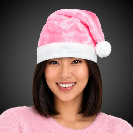 Pink Plush Mrs. Claus Hat