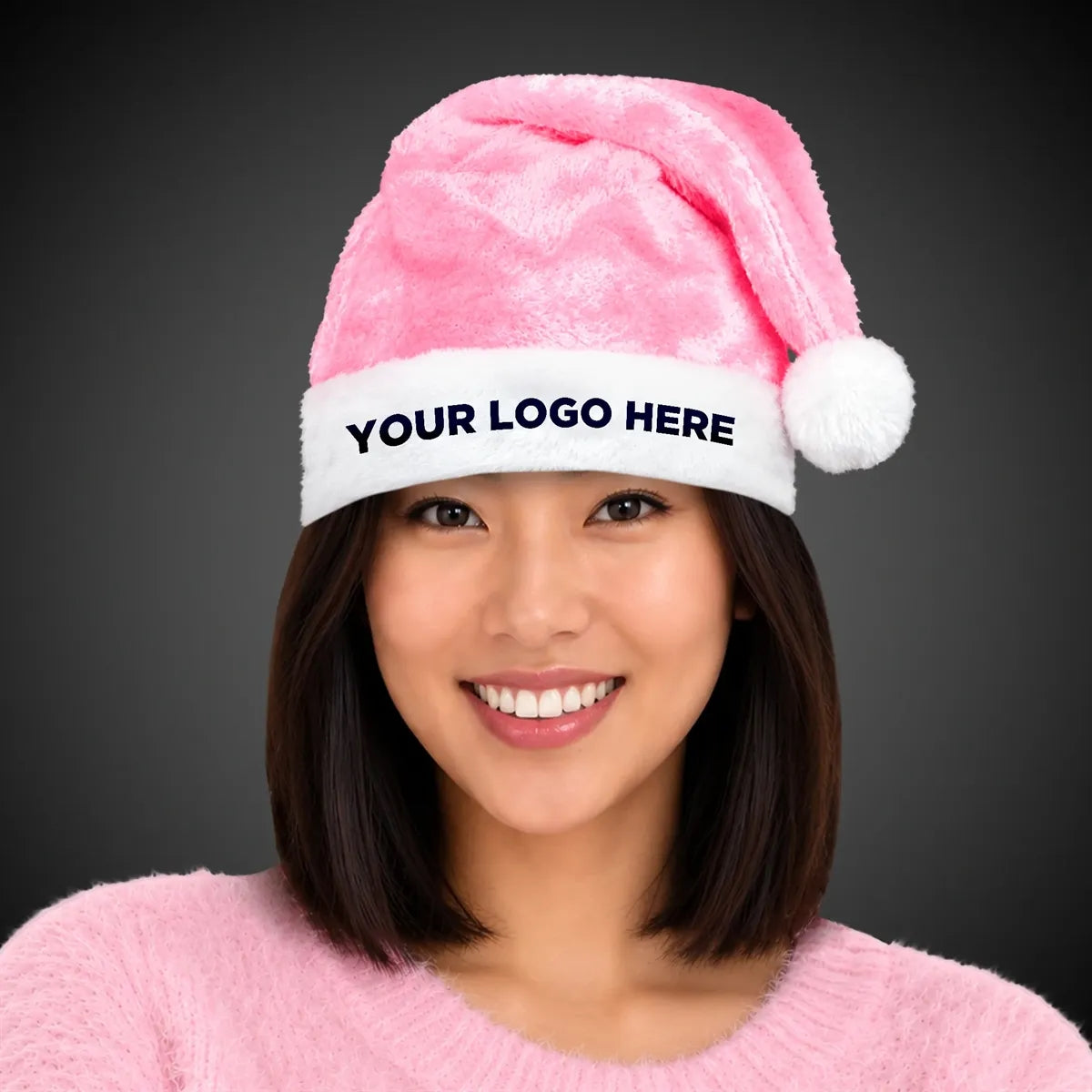 Pink Plush Mrs. Claus Hat