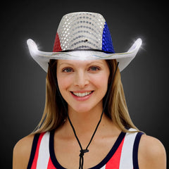Patriotic Light-Up Sequin Cowboy Hat