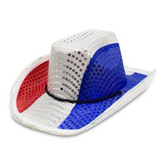 Patriotic Light-Up Sequin Cowboy Hat