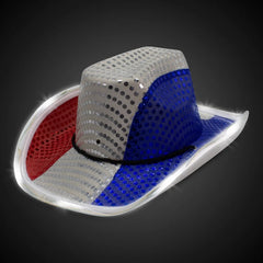 Patriotic Light-Up Sequin Cowboy Hat