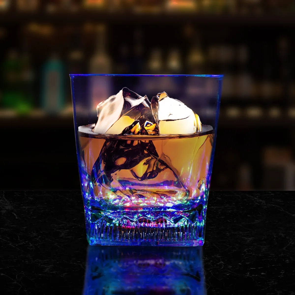 Light-Up Square-Bottom Rocks Glass 10 oz