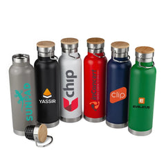20oz Powder Coated Vacuum Seal Bottle w/ Wooden Top
