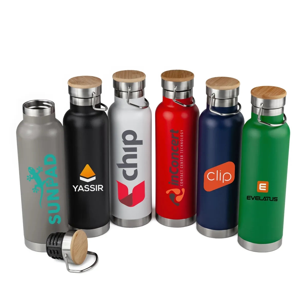 20oz Powder Coated Vacuum Seal Bottle w/ Wooden Top