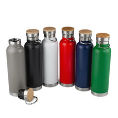 20oz Powder Coated Vacuum Seal Bottle w/ Wooden Top
