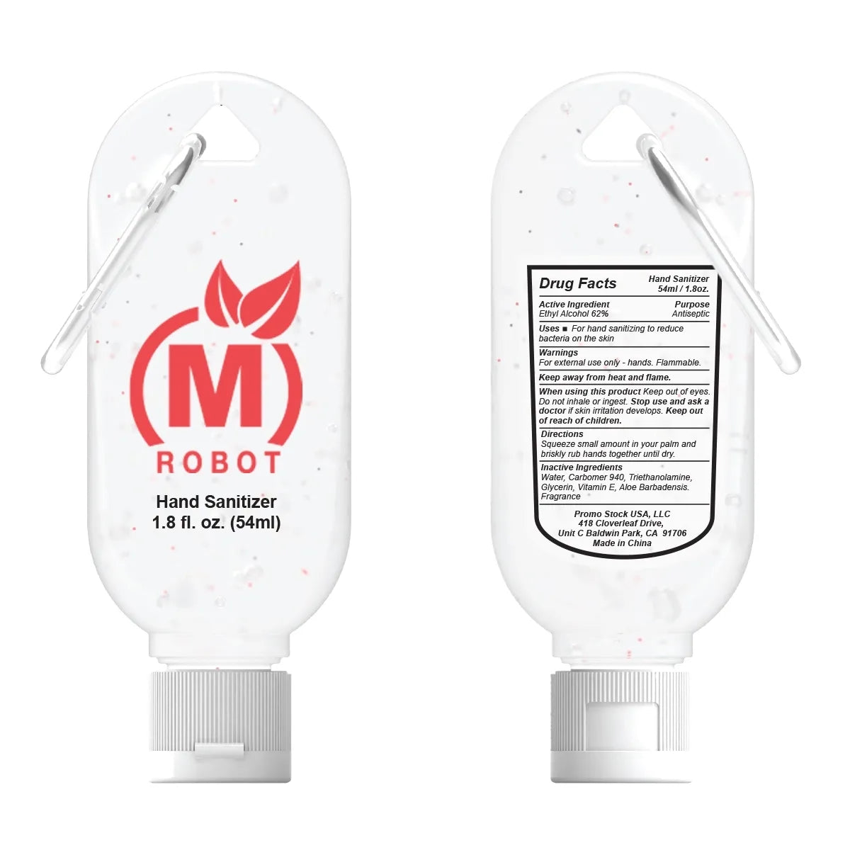1.8oz Hand Sanitizer with Carabiner 75% Alcohol