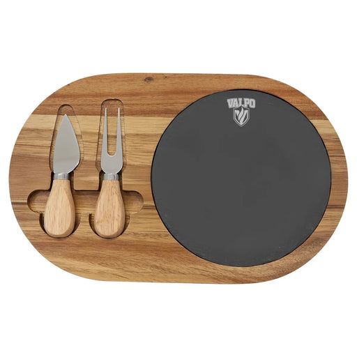 Flair Rounded Acacia Wood& Slate Cheese Tool Set